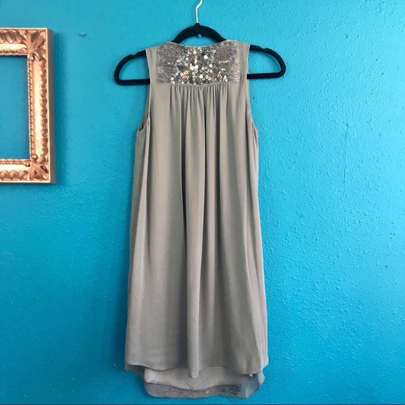 ADAM Adam Lippes beaded silk grey shift dress 4 - Picture 3 of 8